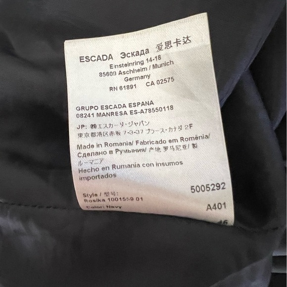 Escada Knee Length Navy Blue Straight Fully Lined Pencil Vintage Skirt Size XXL - Picture 11 of 14